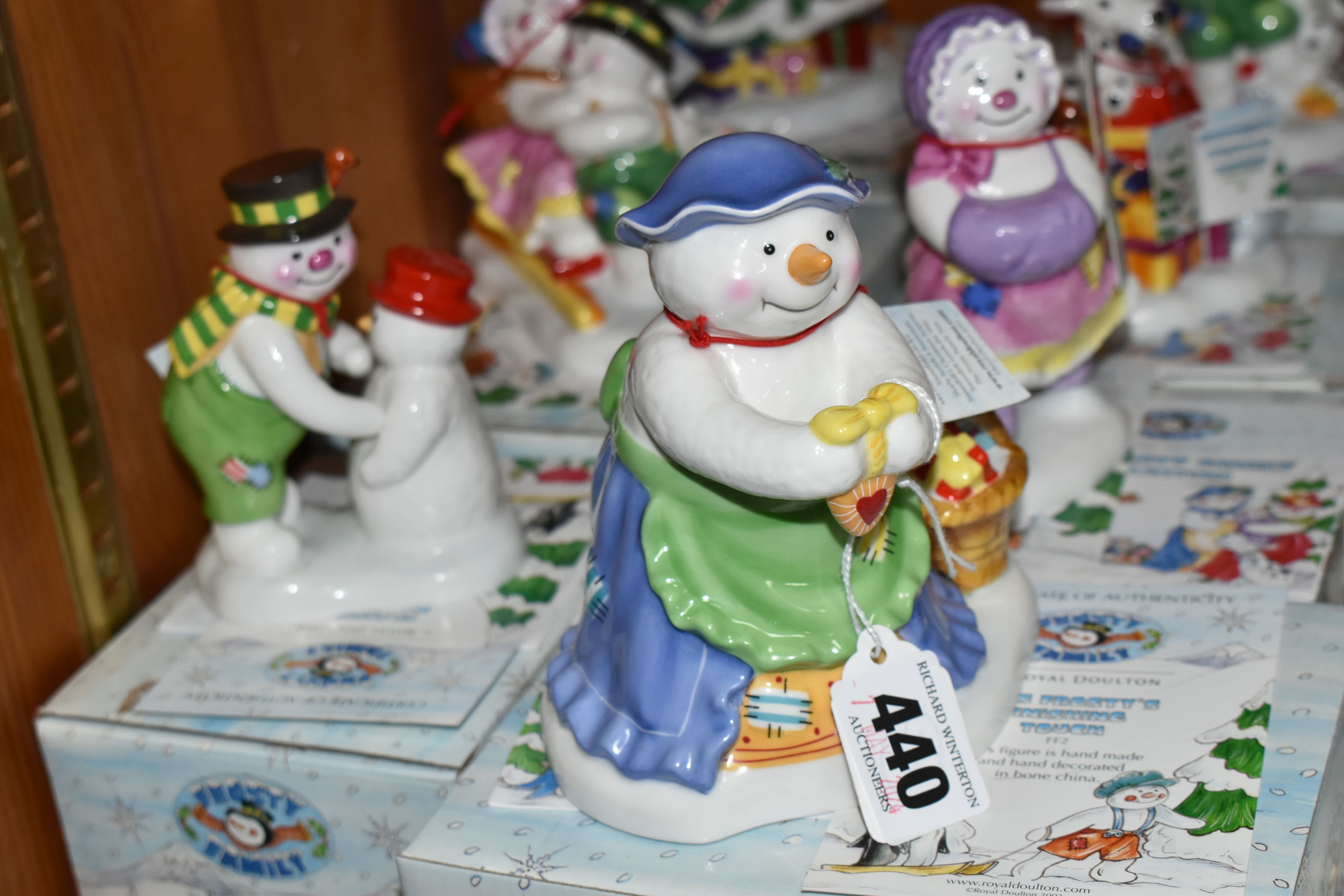 SEVEN BOXED ROYAL DOULTON 'FROSTY FAMILY' FIGURES, comprising Mrs Frosty's Finishing Touch, - Image 2 of 6