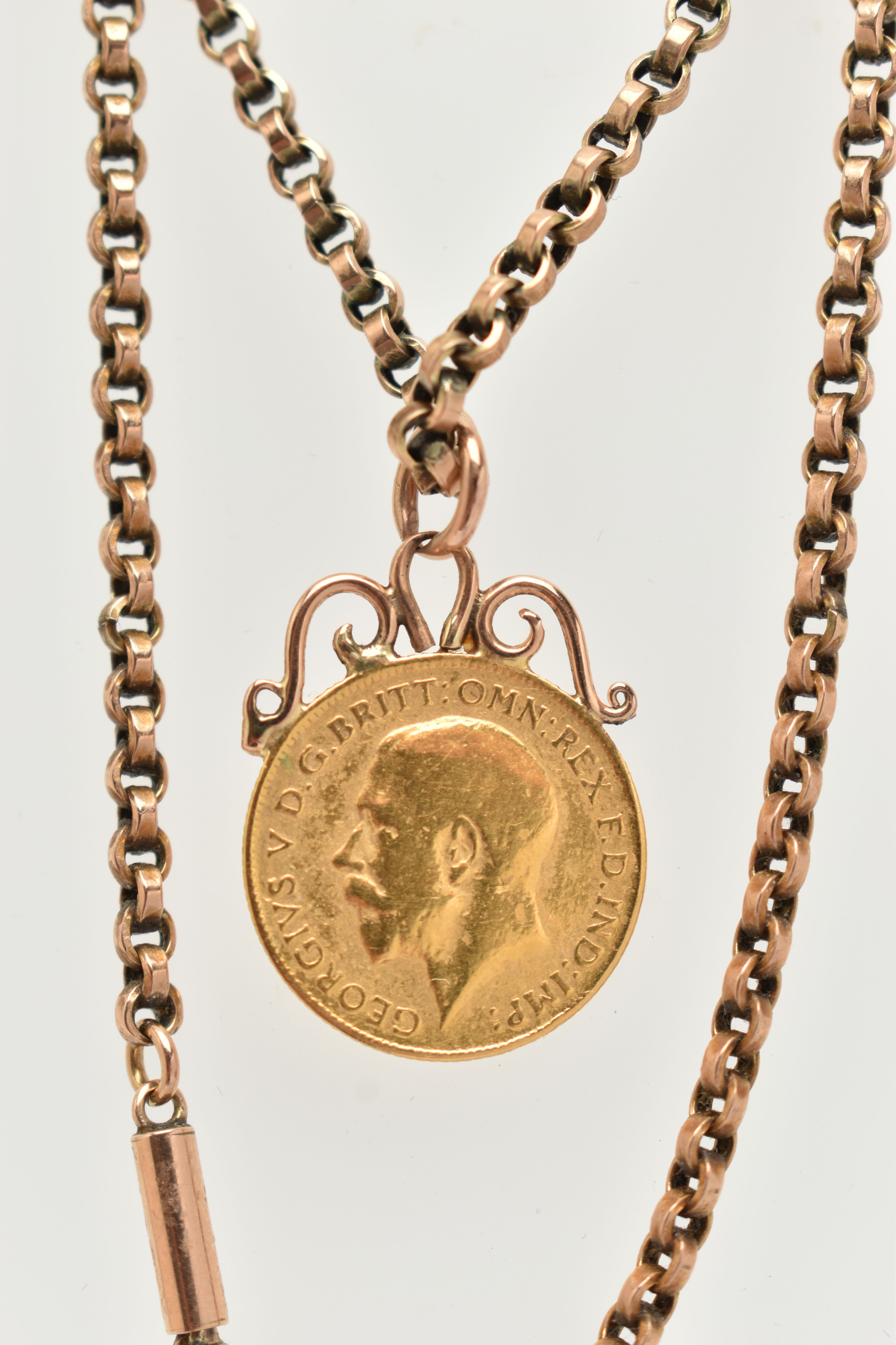 A MOUNTED HALF SOVEREIGN PENDANT AND CHAIN, George V half sovereign, dated 1914, fitted to a - Image 3 of 3