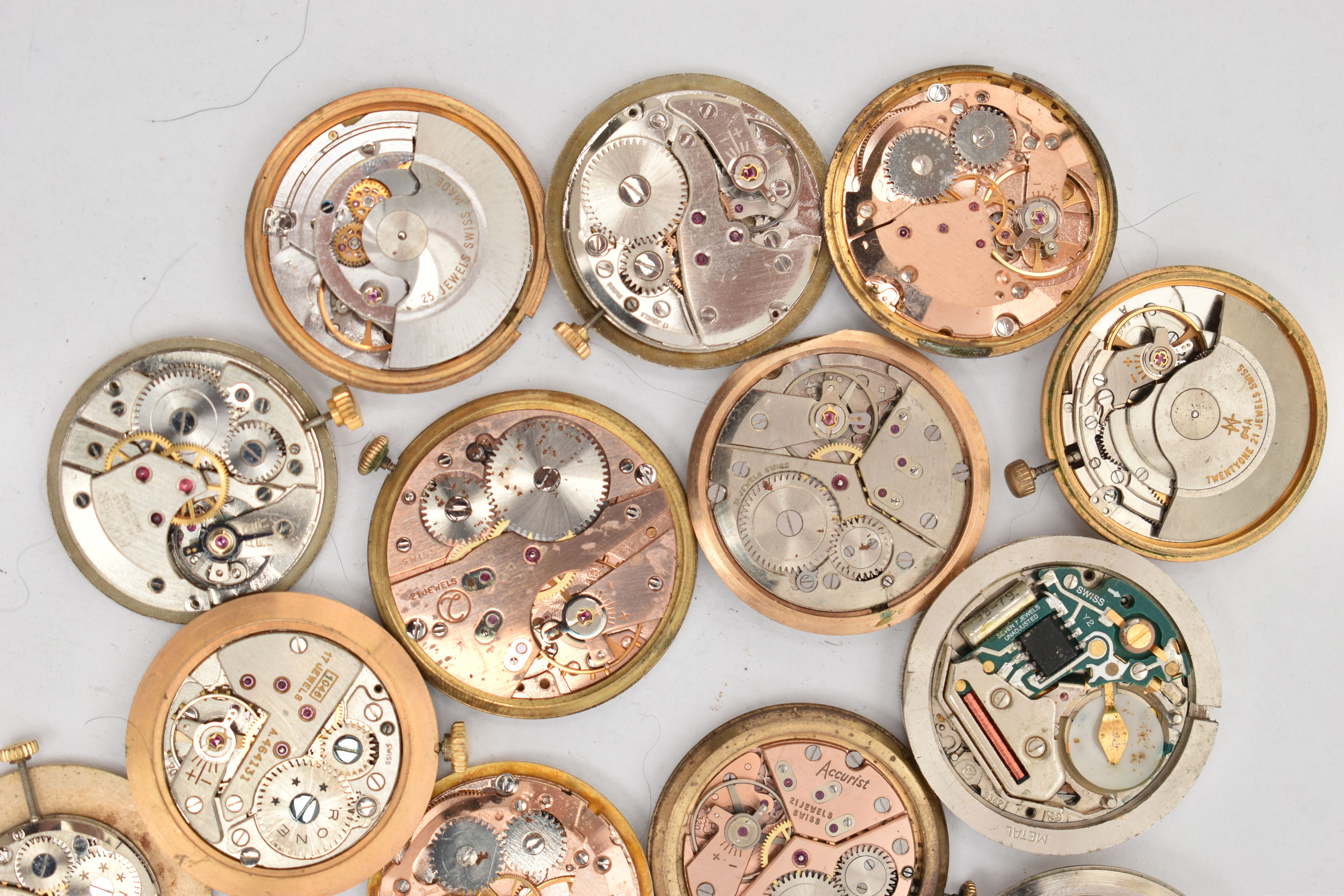A BOX OF GENTS WATCH MOVEMENTS, various shapes, names to include 'Astral, Smiths, Garrard, J.W. - Image 6 of 8