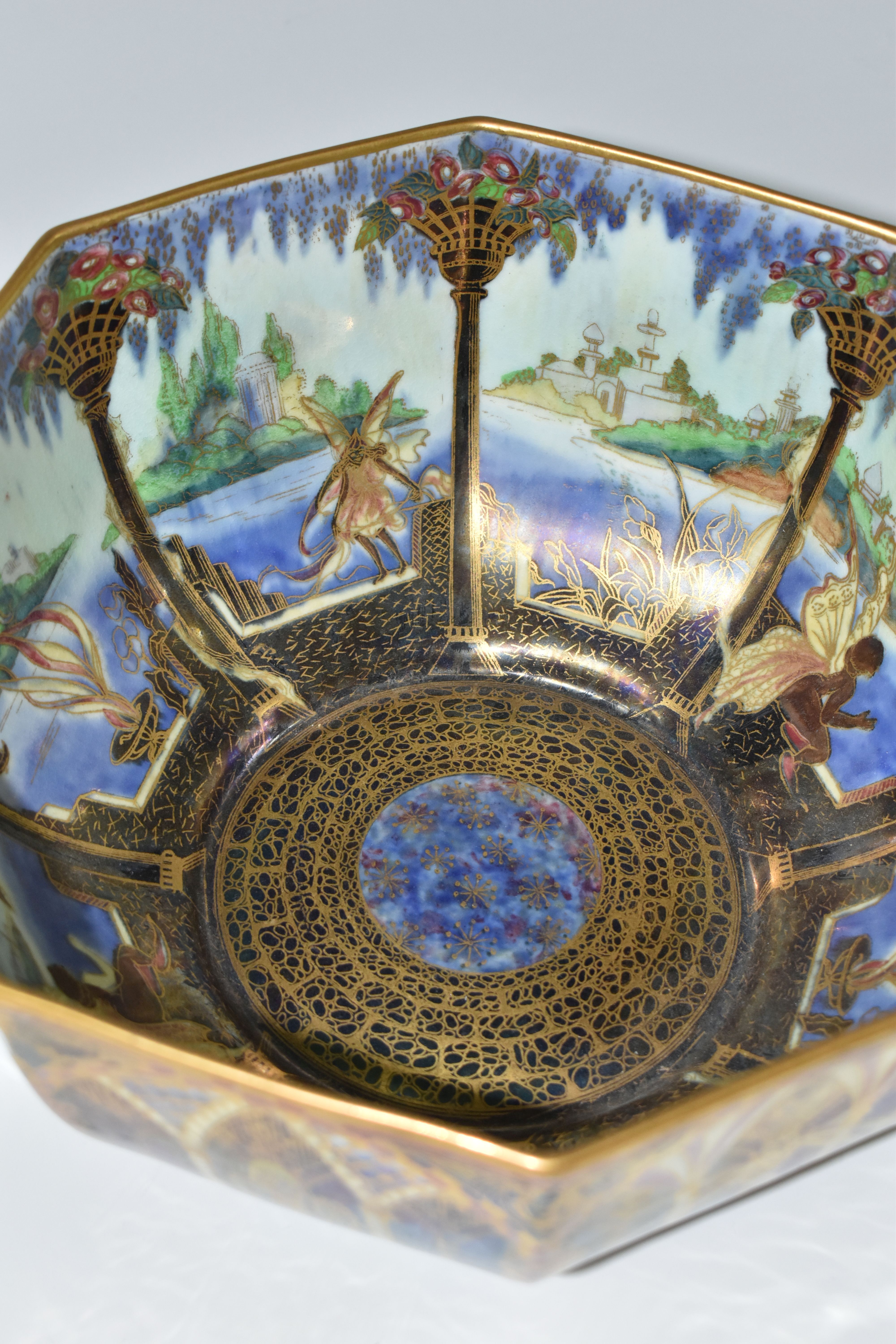 A WEDGWOOD FAIRYLAND LUSTRE OCTAGONAL SHAPED BOWL, an early 20th century Wedgwood Fairyland Lustre - Image 5 of 12