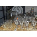 A GROUP OF GLASS WARE AND CERAMICS, to include six Waterford Tramore pattern glasses: two red wine