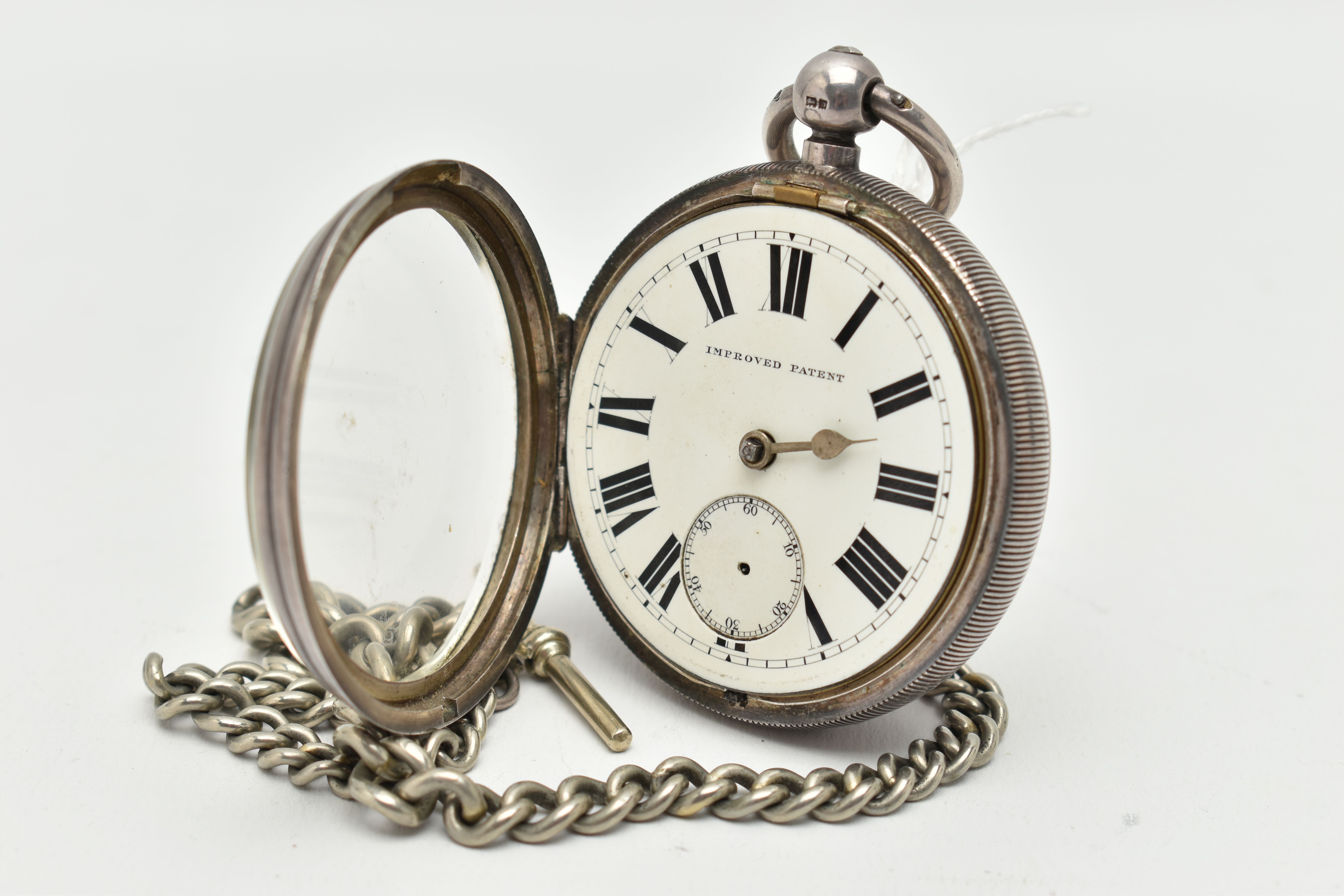 AN EARLY 20TH CENTURY, SILVER OPEN FACE POCKET WATCH, key wound, round white dial, signed ' - Image 3 of 6