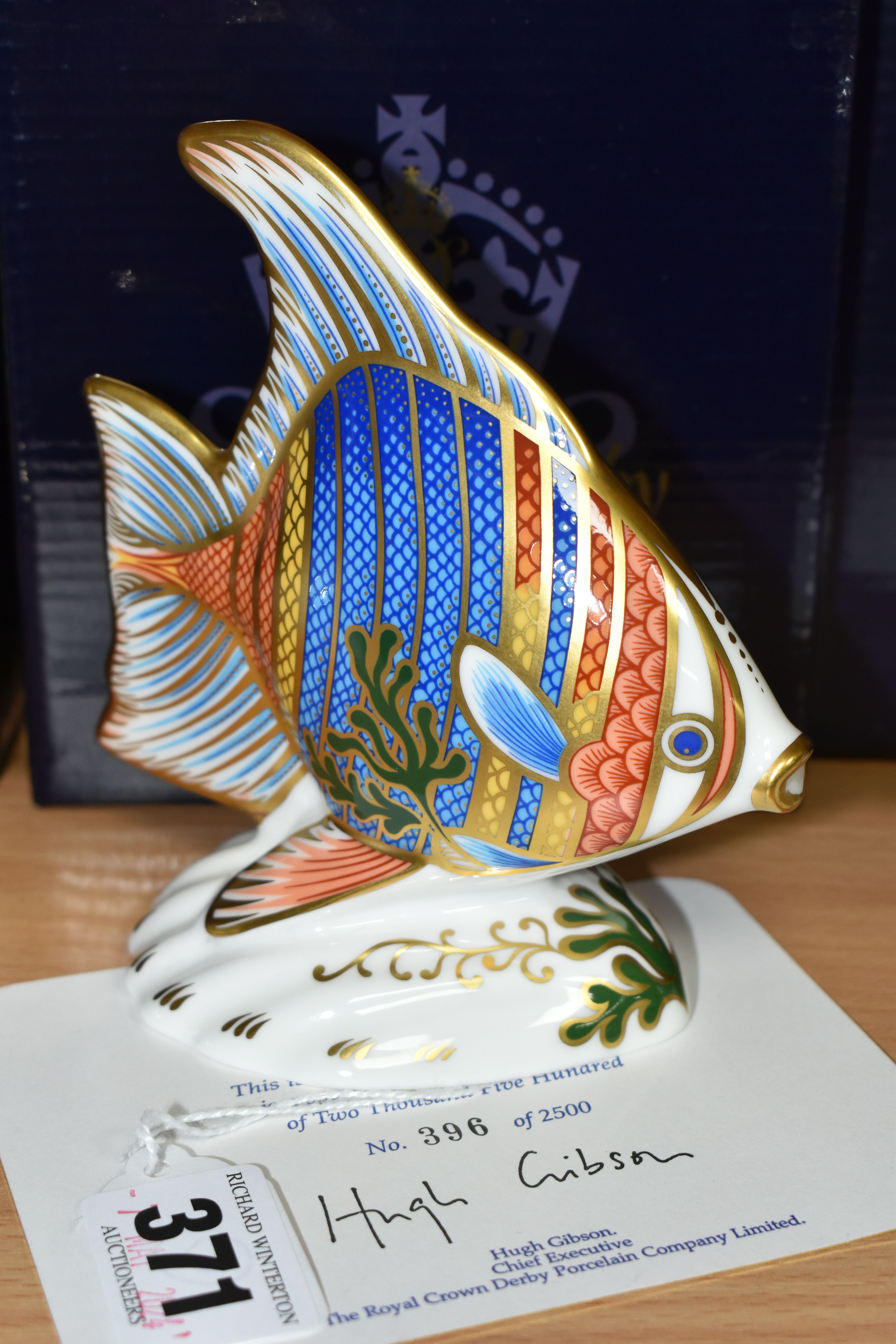 A BOXED ROYAL CROWN DERBY LIMITED EDITION 'PACIFIC ANGEL FISH' PAPERWEIGHT, with certificate - Image 2 of 3