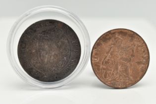 A 1900 QUEEN VICTORIA BU HALFCROWN, with pleasing toning, together with an 1899 Penny coin with Full
