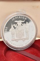A CASED JAMAICA 25th ANNIVERSARY OF THE CORONATION 1978, .925 silver, 136 gram, Twenty Five dollar