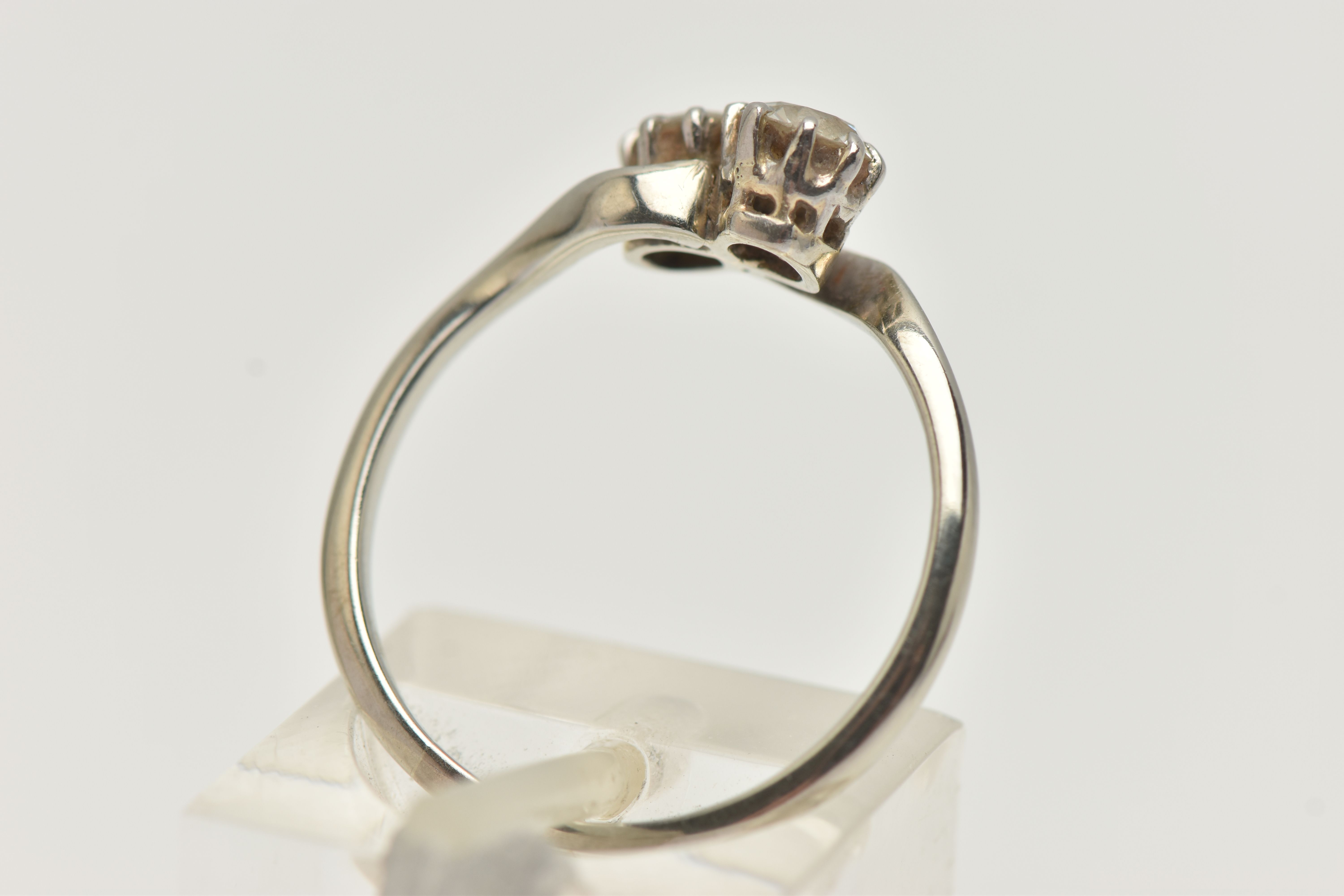 A DIAMOND TWO STONE RING, an old cut diamond, measuring approximately 4.8mm x 4.9mm x 2.3mm, claw - Image 3 of 4