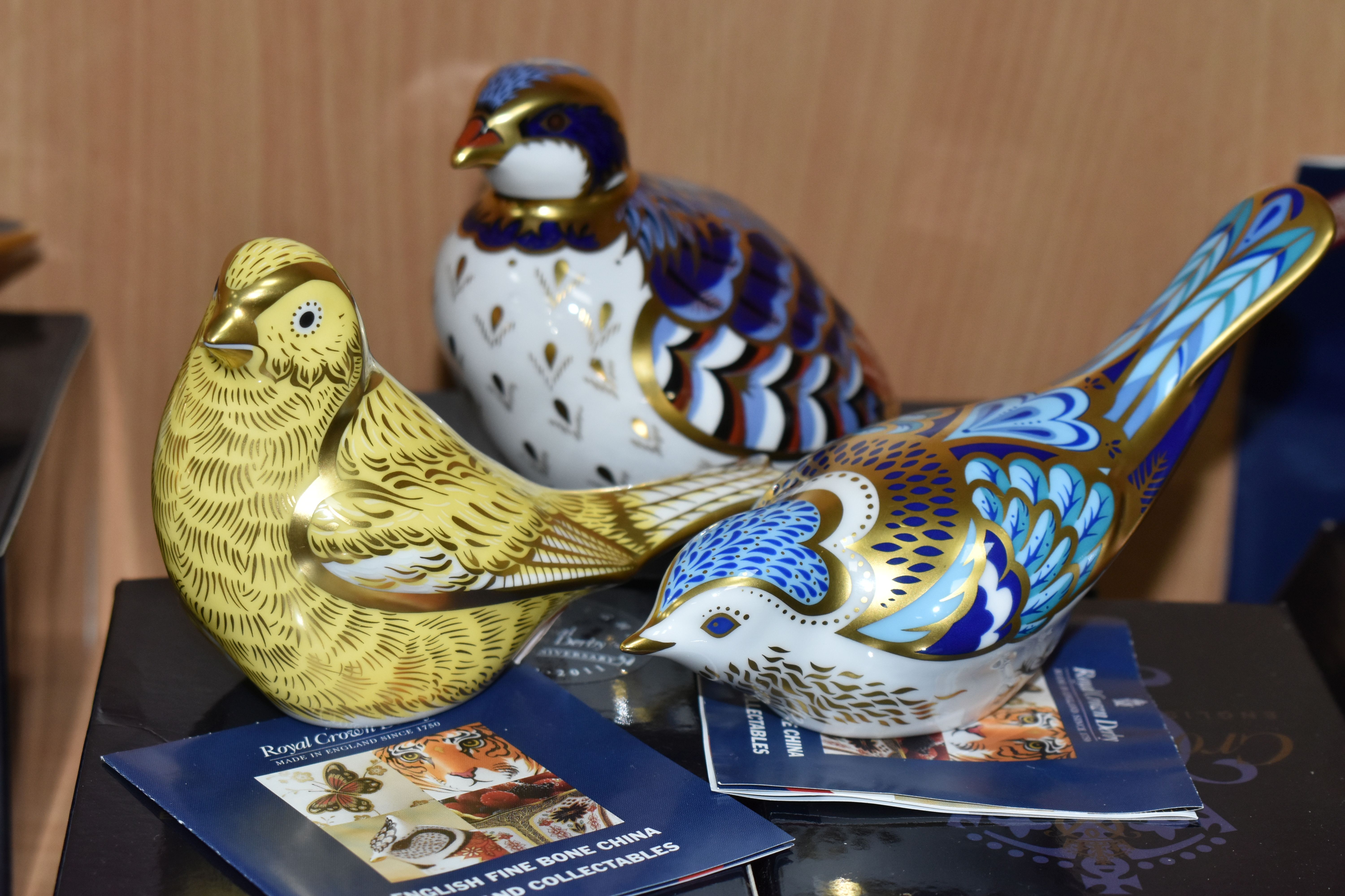 THREE BOXED ROYAL CROWN DERBY PAPERWEIGHTS, 'Red Legged Partridge', 'Mountain Bluebird' and ' - Image 2 of 4