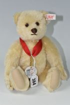 A STEIFF 100 YEARS ANNIVERSARY TEDDY BEAR, light blonde mohair 'fur', gold coloured ear button and