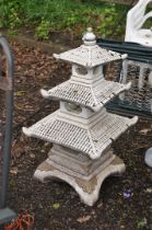 A MODERN COMPOSITE PAGODA GARDEN STRUCTURE in four parts height 97cm