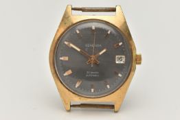 A GENTS 'SEKONDA' AUTOMATIC WATCH HEAD, round black dial signed 'Sekonda, 30 jewels, Automatic',