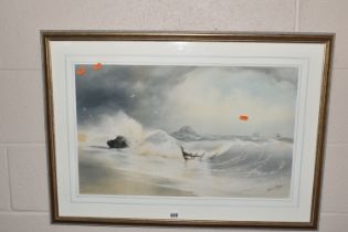 A SMALL SELECTION OF PAINTINGS AND PRINTS ETC, to include a coastal landscape by Henry E. Tozer