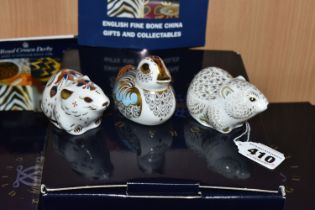 THREE BOXED ROYAL CROWN DERBY COLLECTORS GUILD EXCLUSIVE PAPERWEIGHTS, 'River Bank Vole', 'Bank