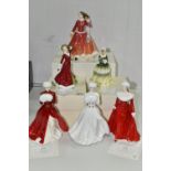 SIX ROYAL DOULTON CHRISTMAS THEMED FIGURINES, comprising Winters Walk HN4689 with certificate, A