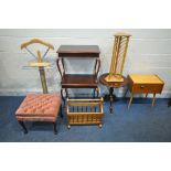 A SELECTION OF OCCASIONAL FURNITURE, to include a mid-century beech valet stand, with tubular