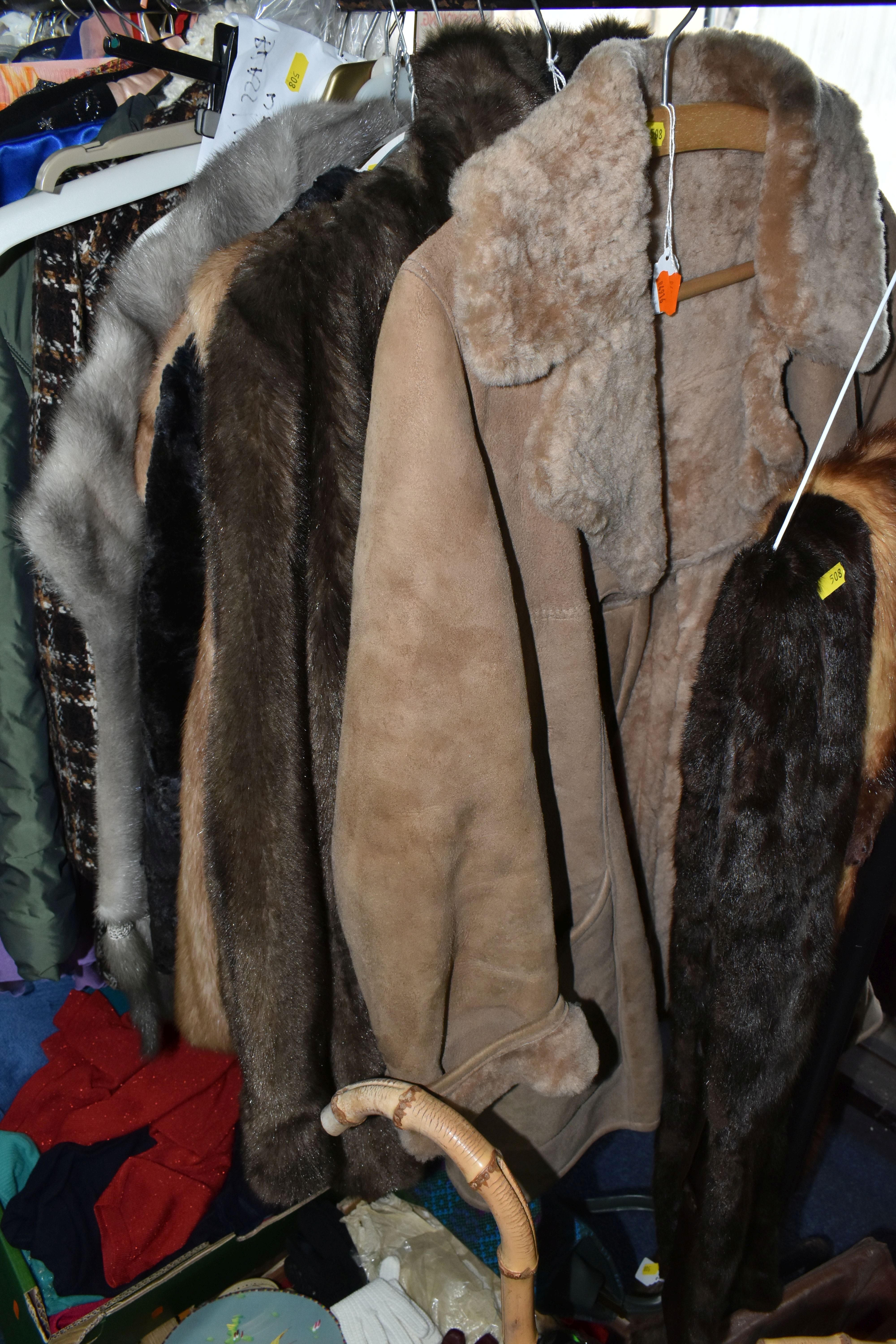 SIX BOXES OF LADIES' CLOTHING, SHOES, ACCESSORIES AND LOOSE FUR COATS, to include two gentlemen's - Image 9 of 15