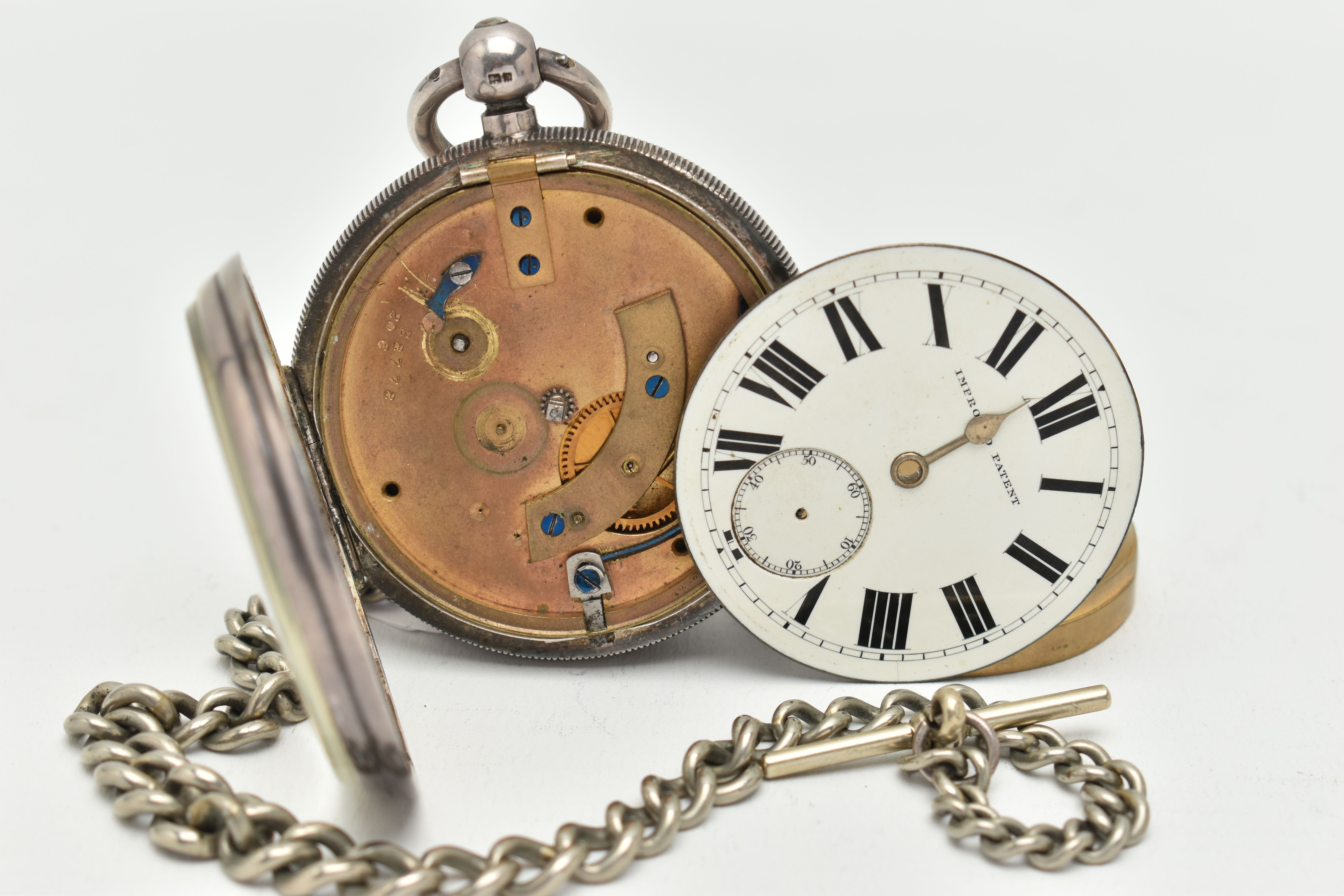 AN EARLY 20TH CENTURY, SILVER OPEN FACE POCKET WATCH, key wound, round white dial, signed ' - Image 6 of 6