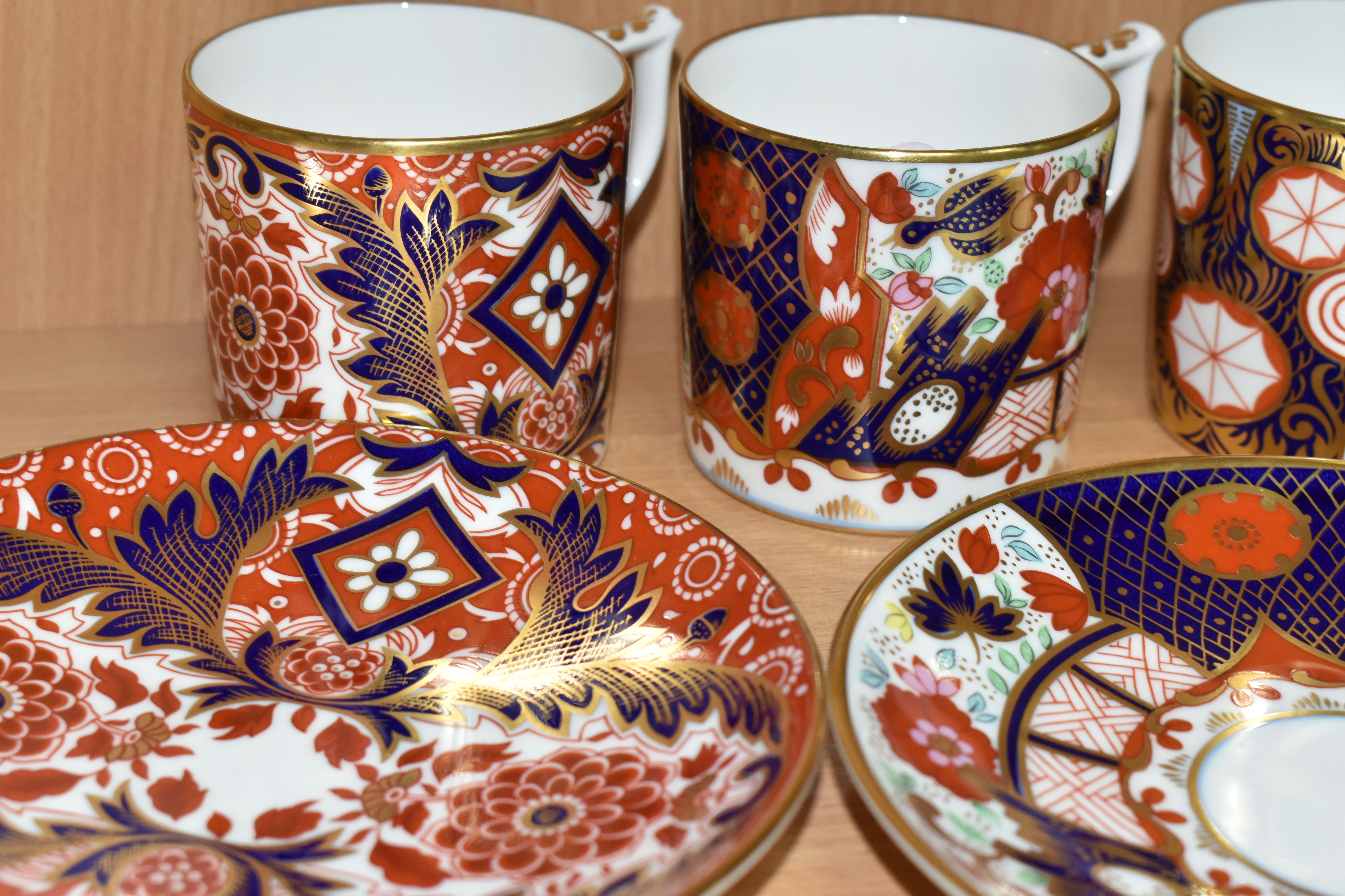 THREE ROYAL CROWN DERBY COFFEE CANS AND SAUCERS, from 'The Curator's Collection' in Rich Japan, - Image 5 of 5