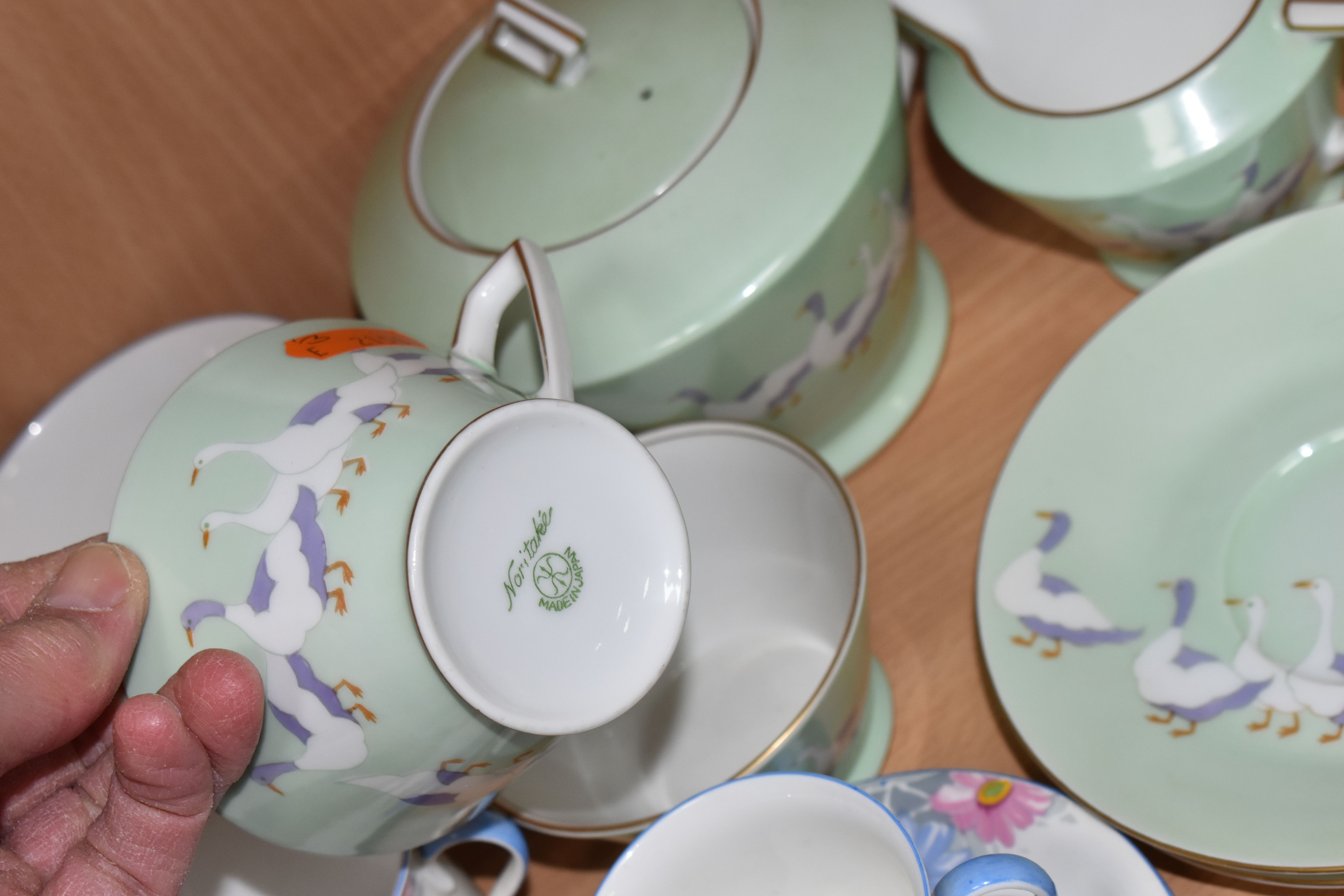 A SHELLEY COFFEE SET, pattern number 12216, decorated with a blue and pink floral design on a - Image 6 of 6