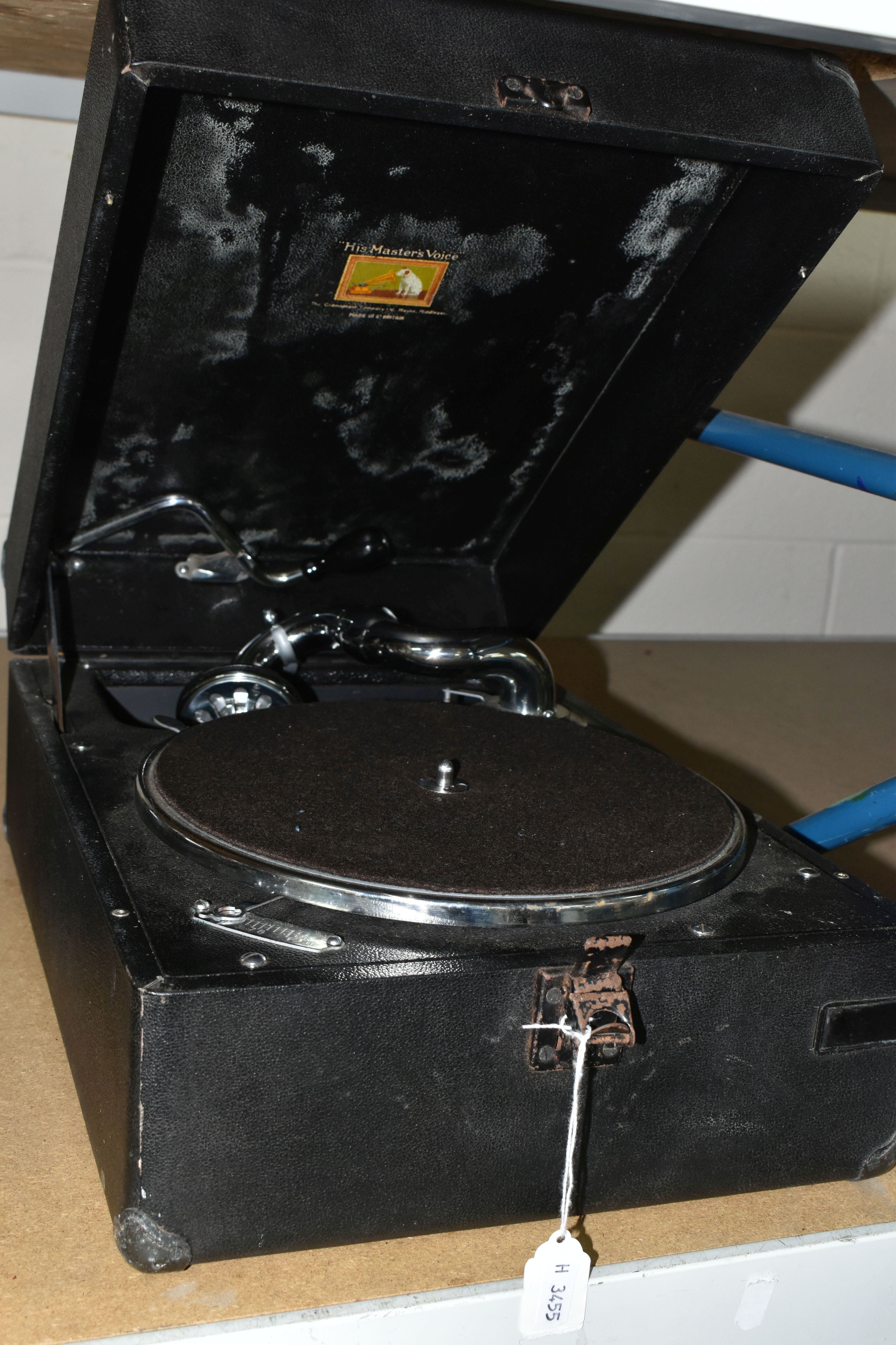 A HIS MASTERS VOICE (HMV) MODEL C102H GRAMOPHONE, serial number 44426, complete with winding