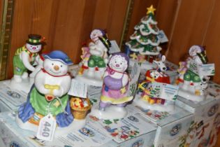 SEVEN BOXED ROYAL DOULTON 'FROSTY FAMILY' FIGURES, comprising Mrs Frosty's Finishing Touch,