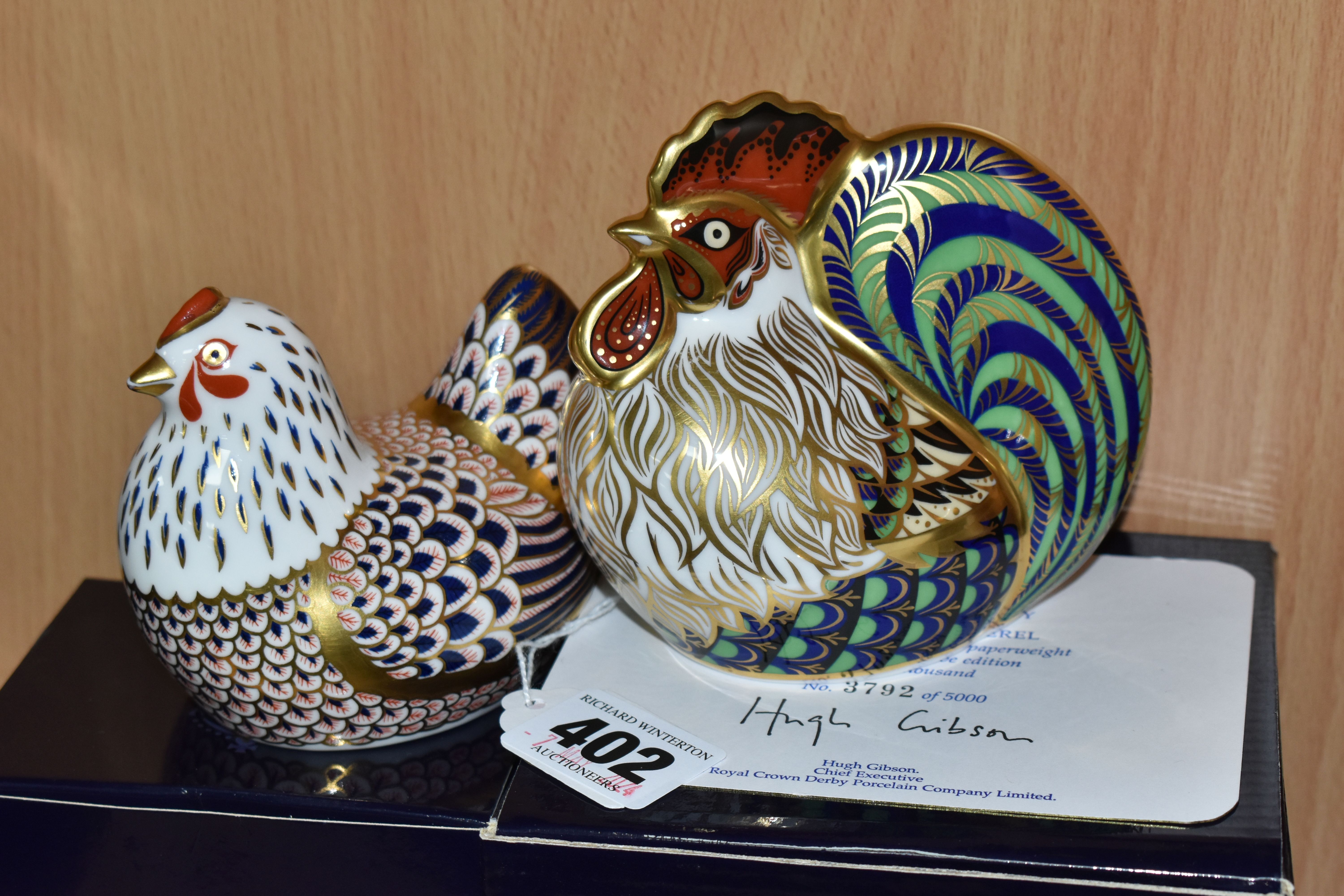 TWO BOXED ROYAL CROWN DERBY PAPERWEIGHTS, comprising limited edition Farmyard Cockerel, with - Image 2 of 3