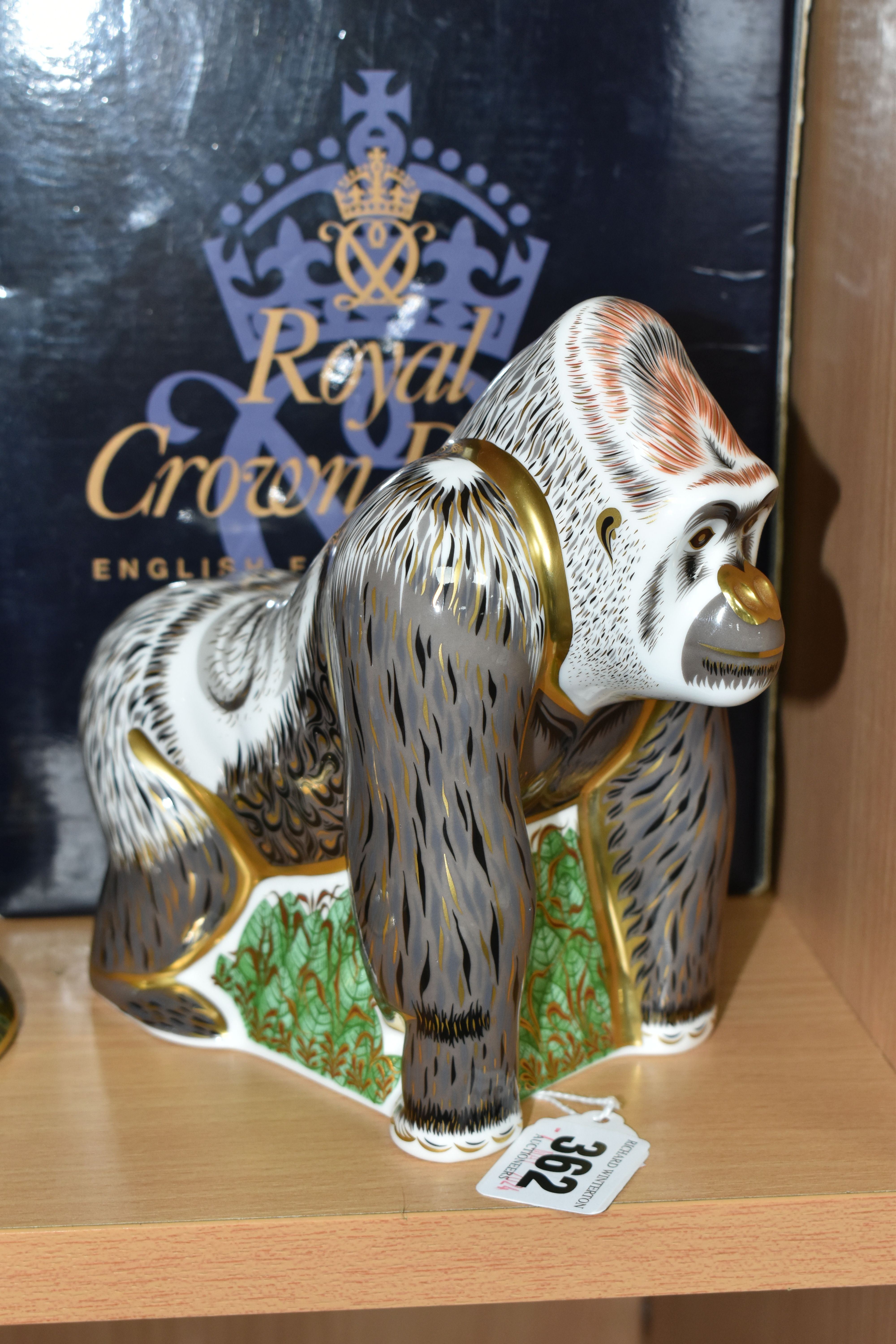 A BOXED ROYAL CROWN DERBY 'MOUNTAIN GORILLA' PAPERWEIGHT, with gold stopper, red printed backstamp - Image 2 of 4