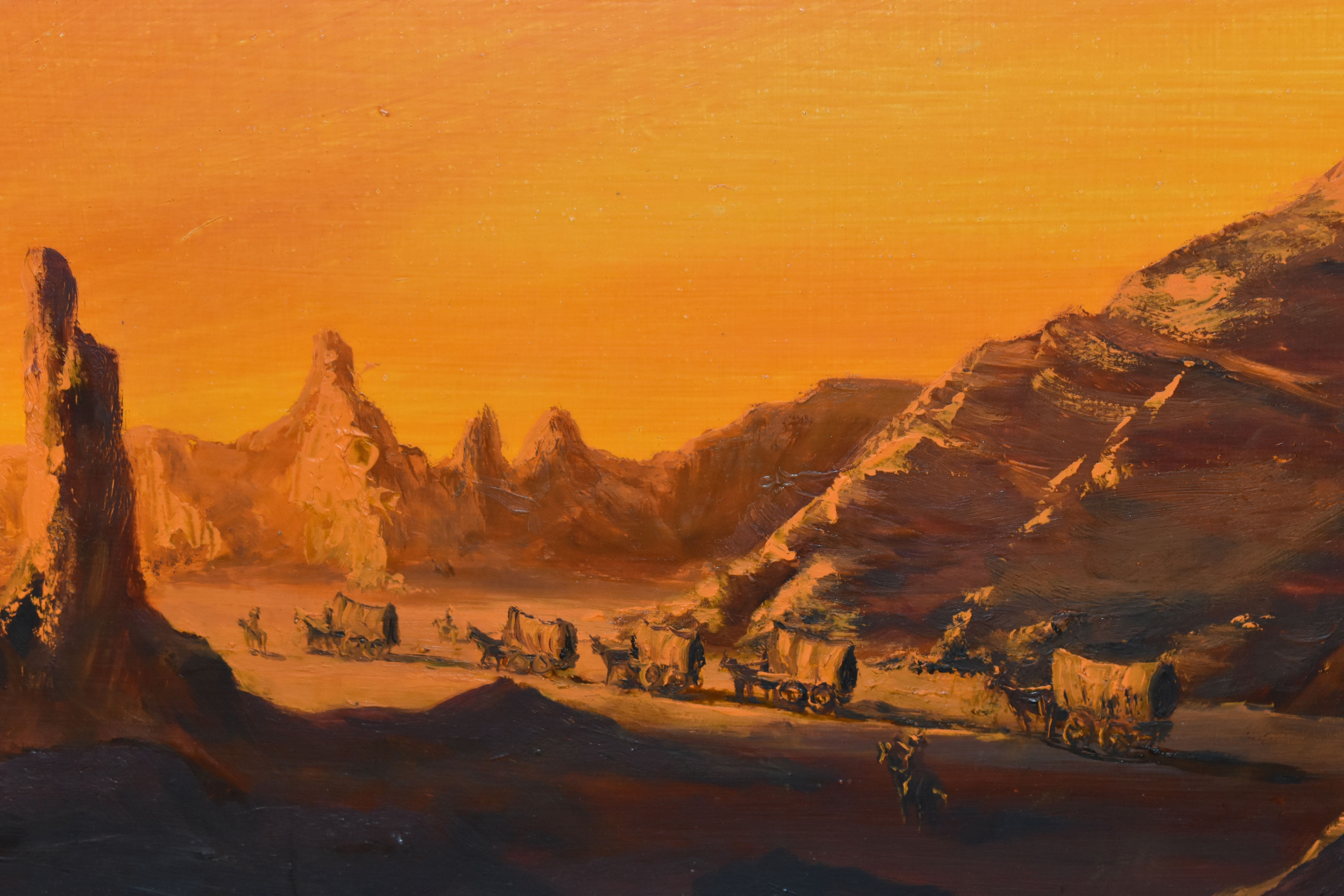 J.K. WHITTON (20TH CENTURY) NOSTALGIC SCENES OF THE AMERICAN WILD WEST, two oils on board, - Image 11 of 12