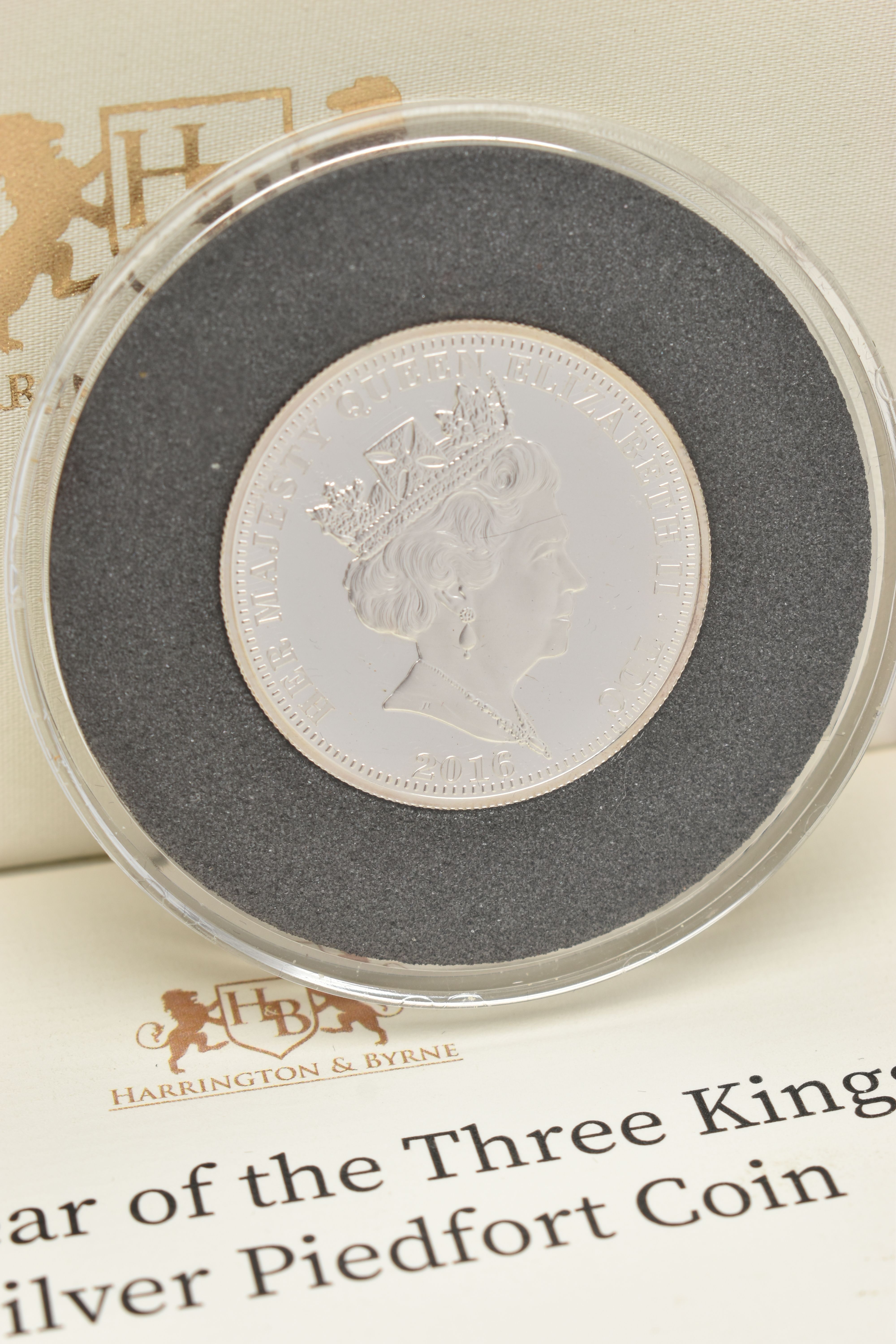 A CASED '2016 YEAR OF THE THREE KINGS £5 SILVER PIEDFORT COIN', 925/1000 silver, Tristan da Cunha, - Image 2 of 3
