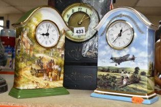 TWO CARRIAGE CLOCKS AND ONE MANTEL CLOCK, including two Bradford Exchange Limited Edition Clocks '