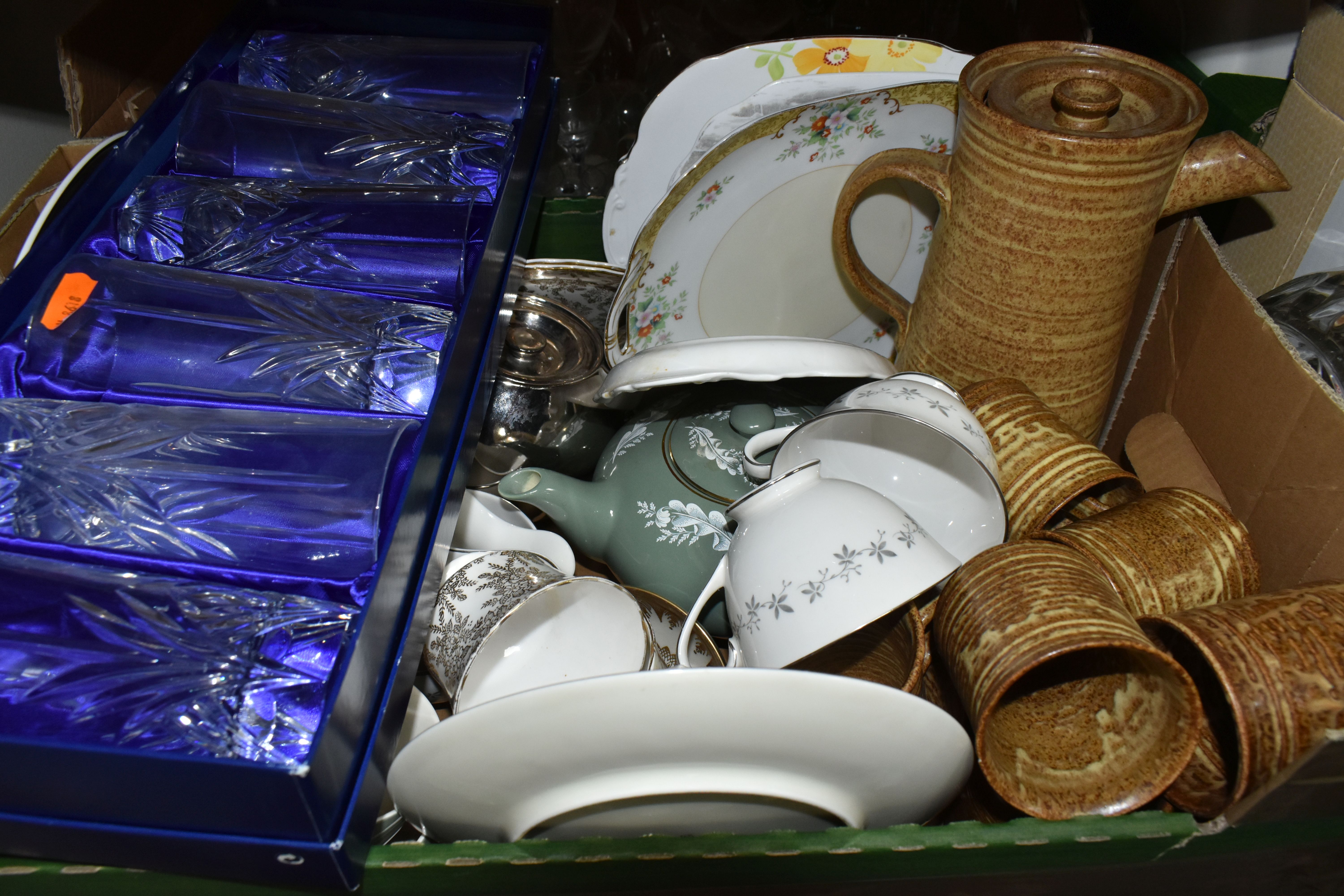 SIX BOXES OF CERAMICS AND GLASSWARE, to include Copeland-Spode 'Spode's Byron' pattern soup - Image 6 of 11