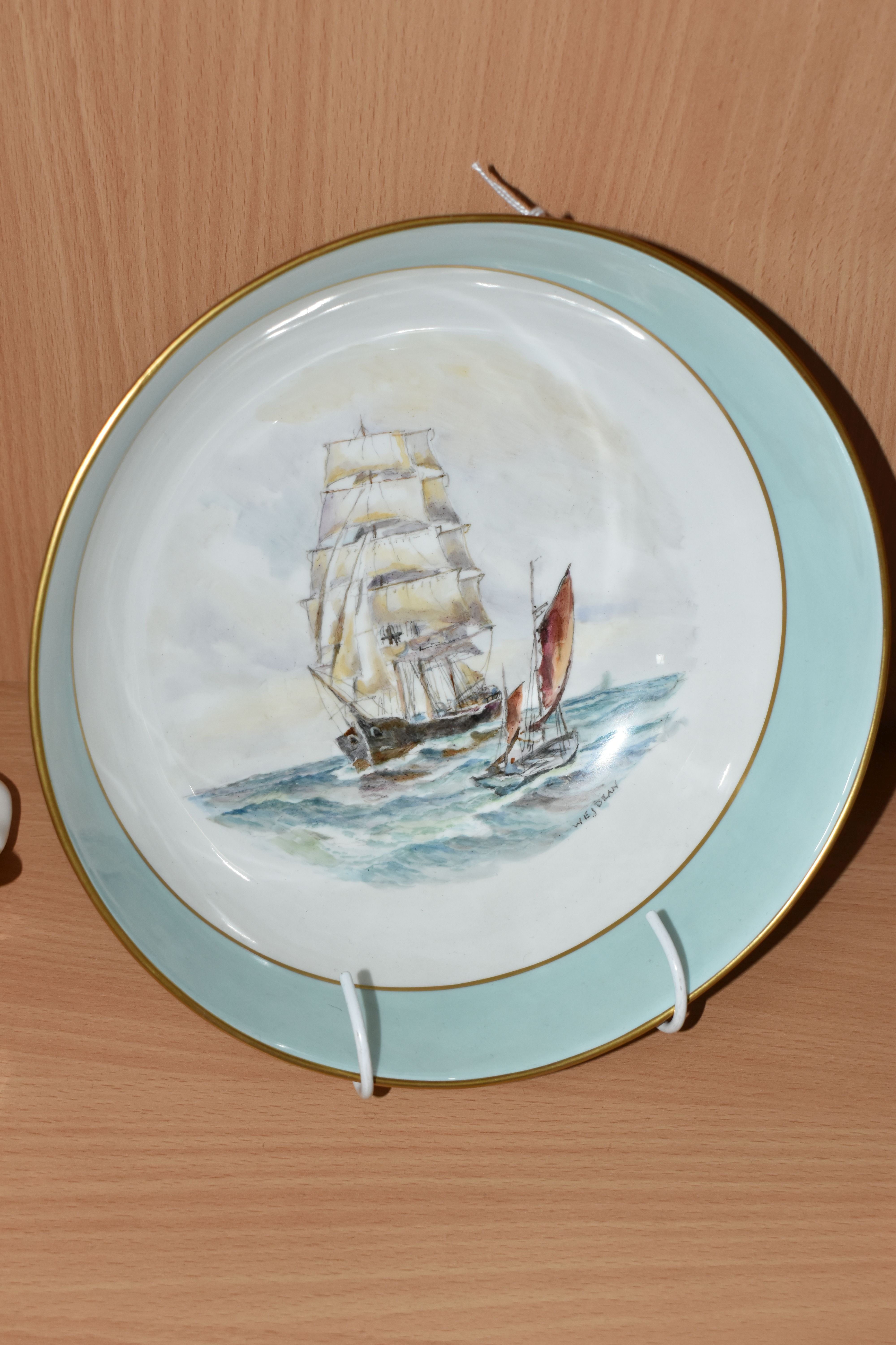A ROYAL CROWN DERBY FRUIT BOWL BY W E J DEAN, hand painted with nautical scenes of sailing ships and