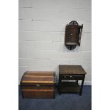 A 20TH CENTURY OAK LAMP TABLE, with a single frieze drawer, raised on chamfered legs, united by an