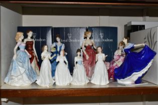 TEN ROYAL DOULTON FIGURINES, comprising Stephanie HN4907 with certificate and box, Elaine HN2791