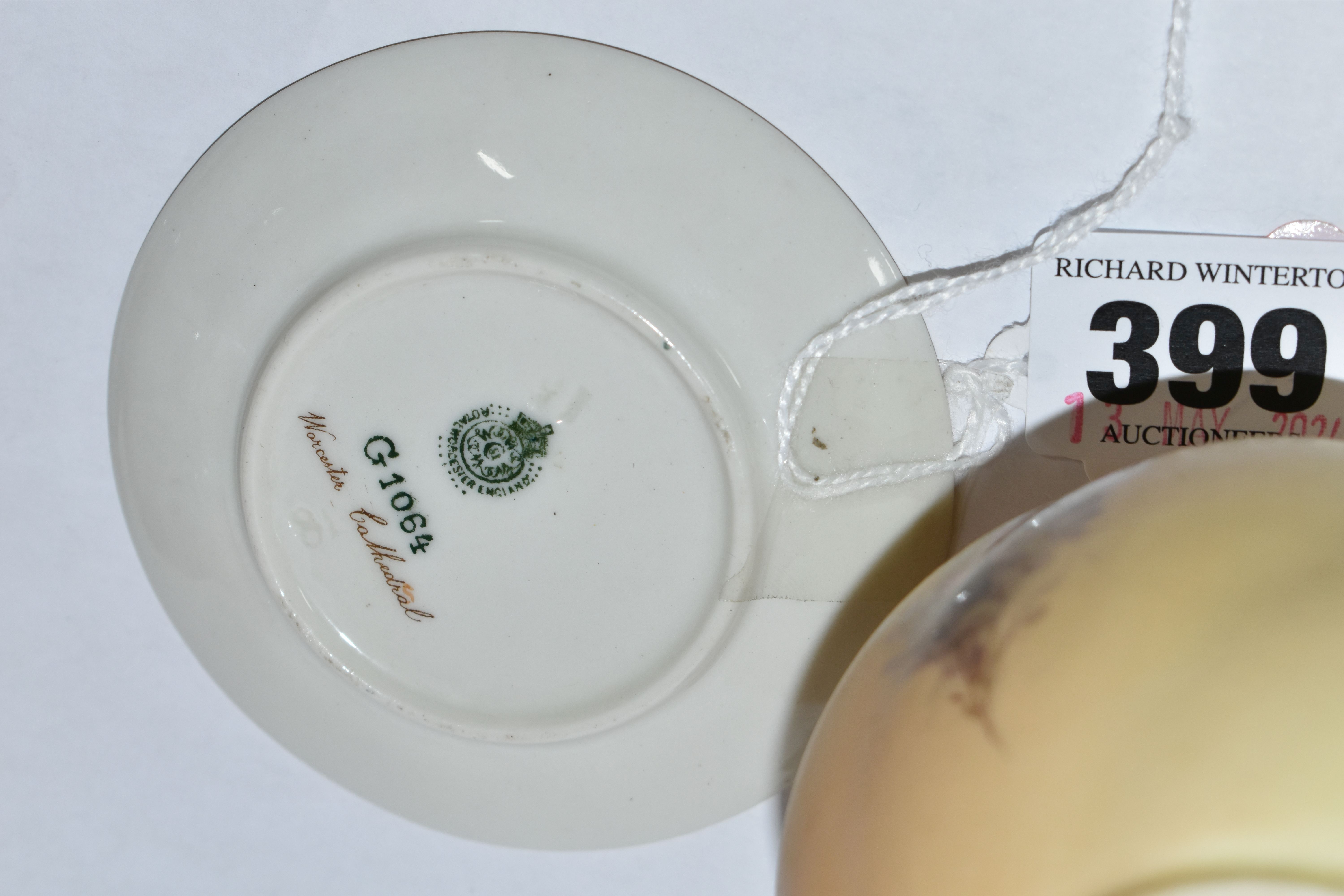 A ROYAL WORCESTER POSY VASE AND PIN DISH, comprising an unsigned posy vase decorated with Birmingham - Image 6 of 6