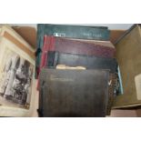 ONE BOX OF EPHEMERA containing albums of early 20th century postcards from Europe and the UK,