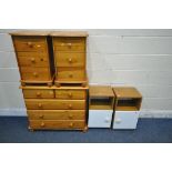 A MODERN PINE CHEST OF TWO SHORT OVER THREE LONG DRAWERS, width 85cm x depth 40cm x height 76cm, a