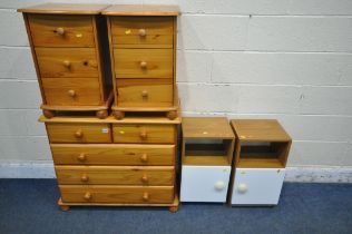 A MODERN PINE CHEST OF TWO SHORT OVER THREE LONG DRAWERS, width 85cm x depth 40cm x height 76cm, a