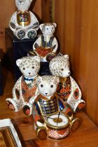 FIVE ROYAL CROWN DERBY IMARI PAPERWEIGHTS, comprising 'Drummer Bear' introduced 1998-2004, gold