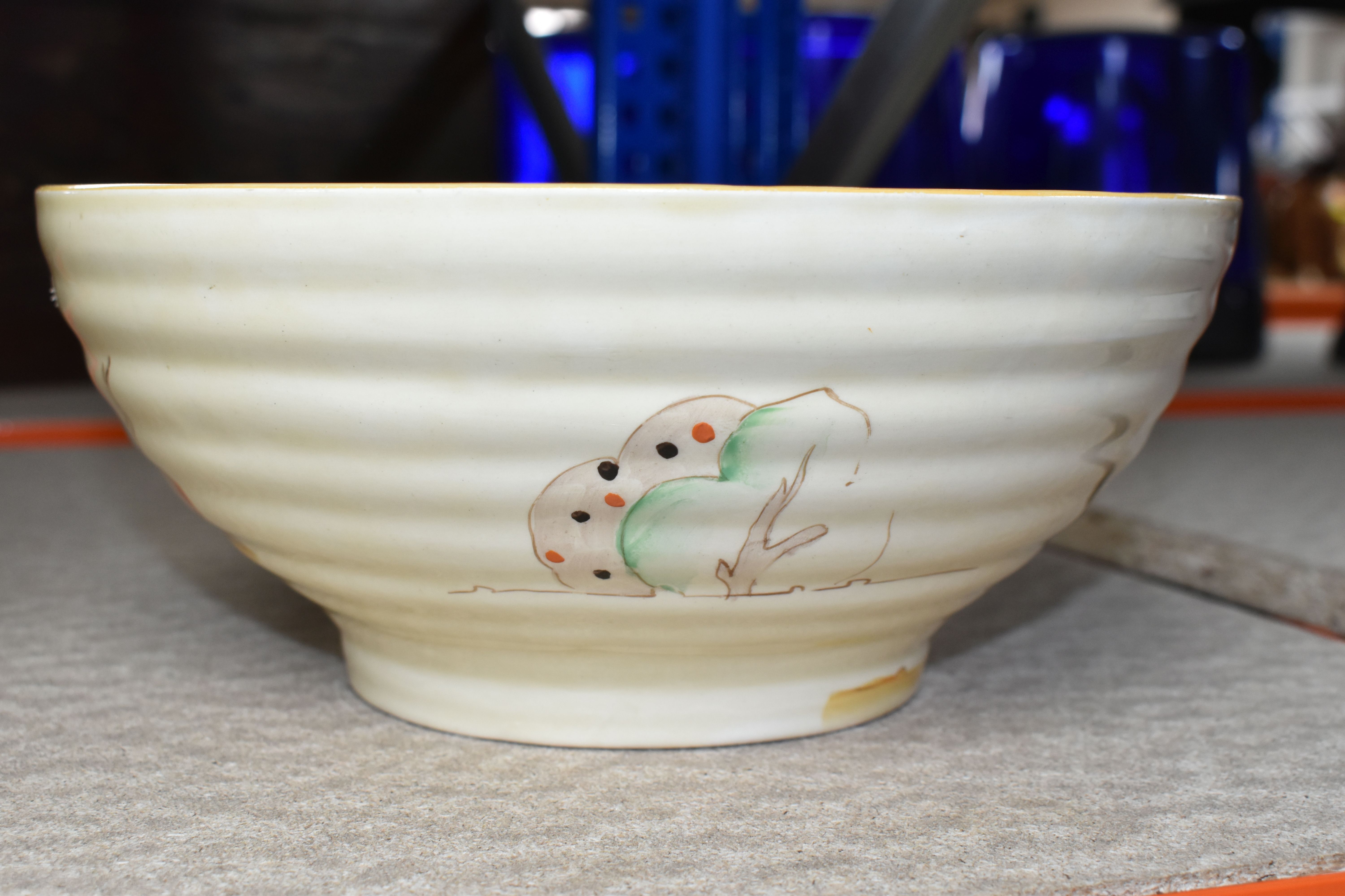 A CLARICE CLIFF 'TIGER TREES' PATTERN BOWL, the ribbed bowl painted with the stylised trees on a - Image 2 of 5