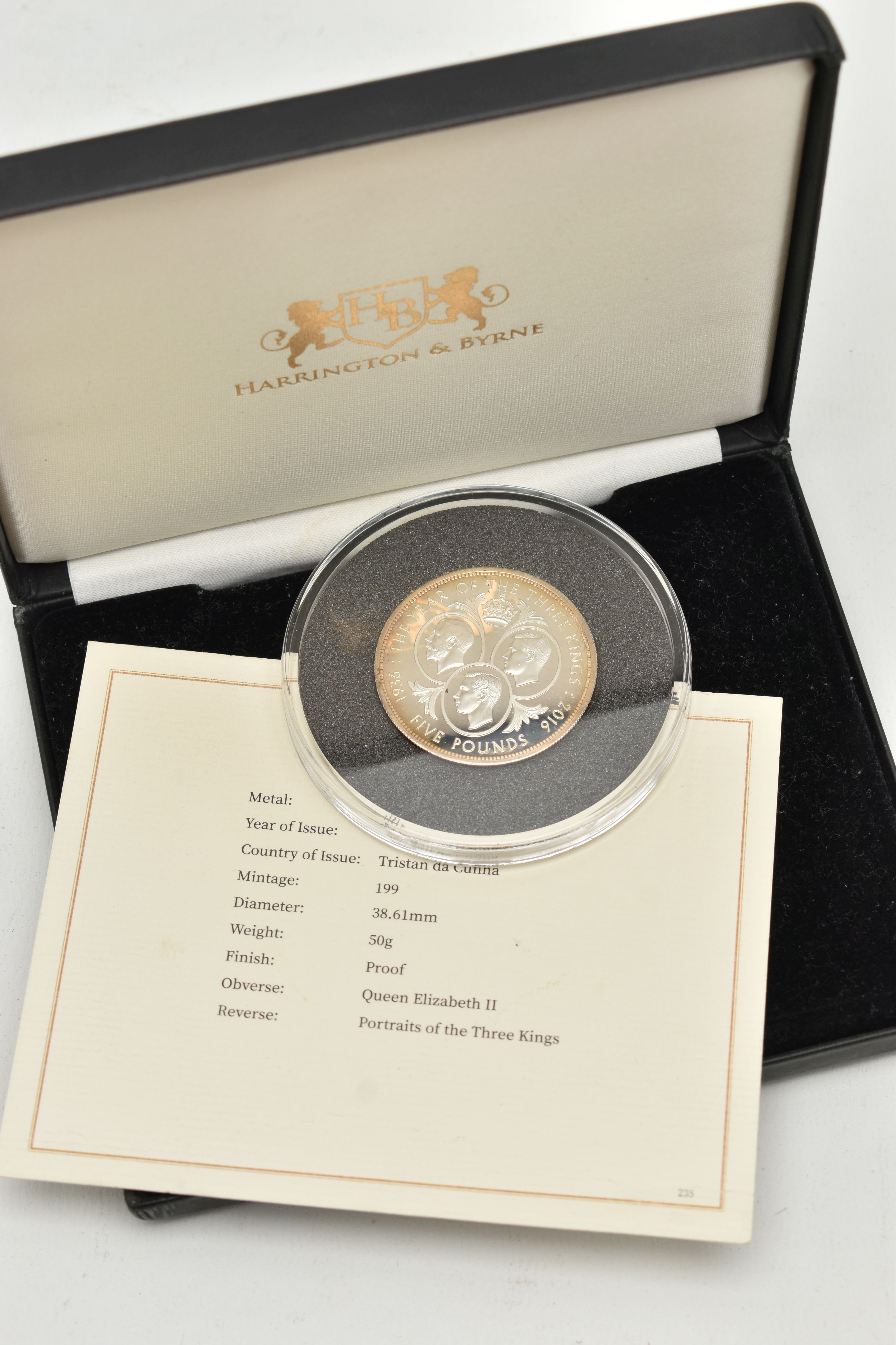 A CASED '2016 YEAR OF THE THREE KINGS £5 SILVER PIEDFORT COIN', 925/1000 silver, Tristan da Cunha, - Image 3 of 3