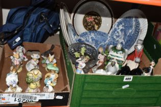TWO BOXES AND LOOSE CERAMICS, to include a collection of six mid-century Beswick Beatrix Potter's