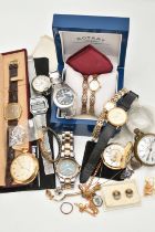A SELECTION OF ITEMS, to include a 9ct gold gents 'Rotary Elite' wristwatch, hallmarked