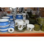 A LARGE COLLECTION OF CERAMIC KITCHENWARE INCLUDING PORTMERION, BESWICK AND T.G. GREEN 'CORNISH