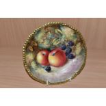 A ROYAL WORCESTER FALLEN FRUIT HAND PAINTED TEA PLATE, painted with fallen apples and blackberries