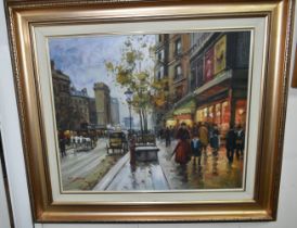 W. JERRY (CONTEMPORARY) 'PORTE SAINT-DENIS, EVENING', a French street scene after Edouard Cortes,