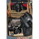 CAMERAS AND BINOCULARS ETC, comprising a Minolta Dynax 5000i SLR camera body, Zenit 11 35mm film SLR