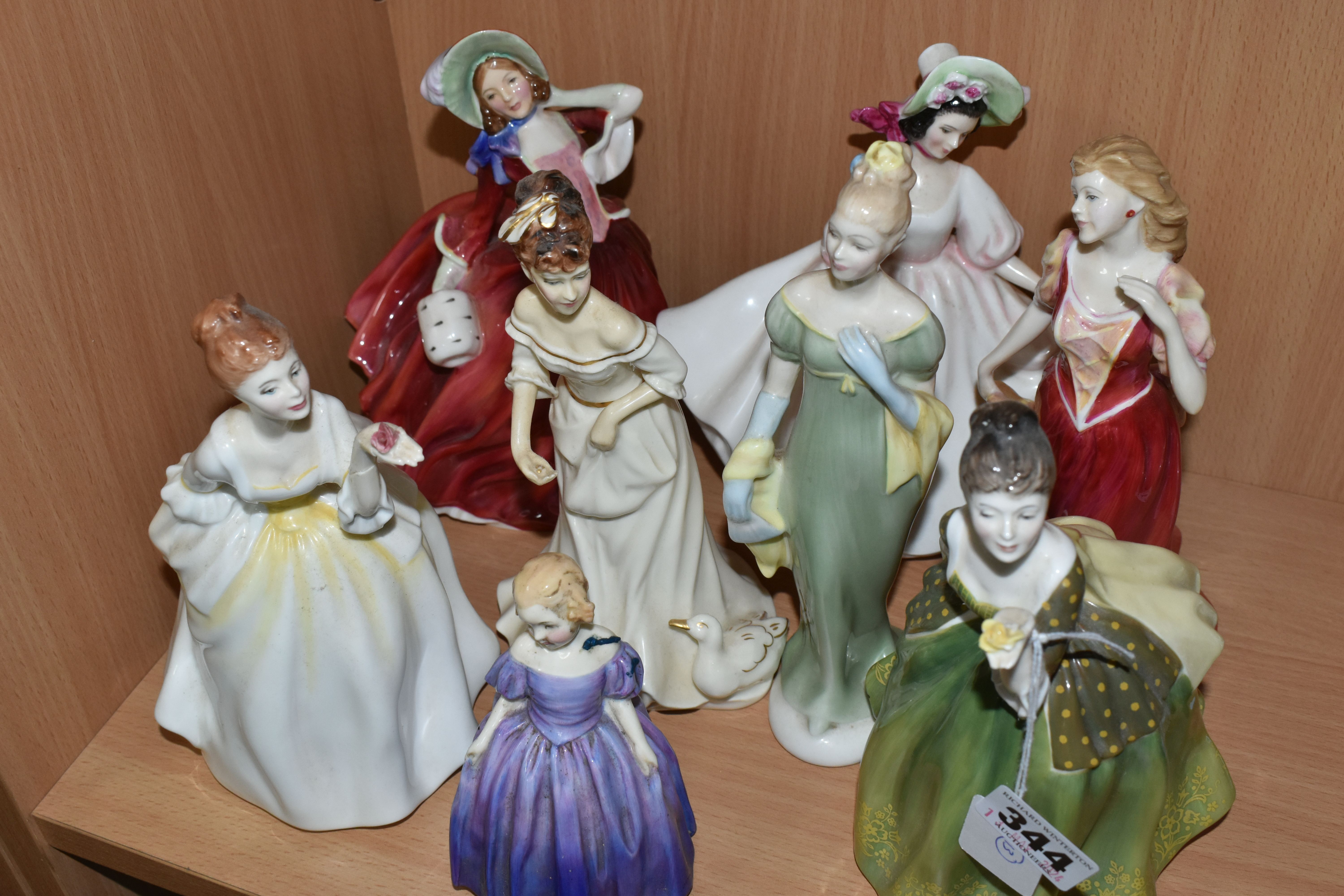 EIGHT ROYAL DOULTON FIGURINES, comprising Fleur HN2368 (hand broken and reglued, back of hand and - Image 2 of 6