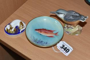 THREE PIECES OF ROYAL WORCESTER PORCELAIN, comprising a 'Spanish Hog' pin dish painted with the