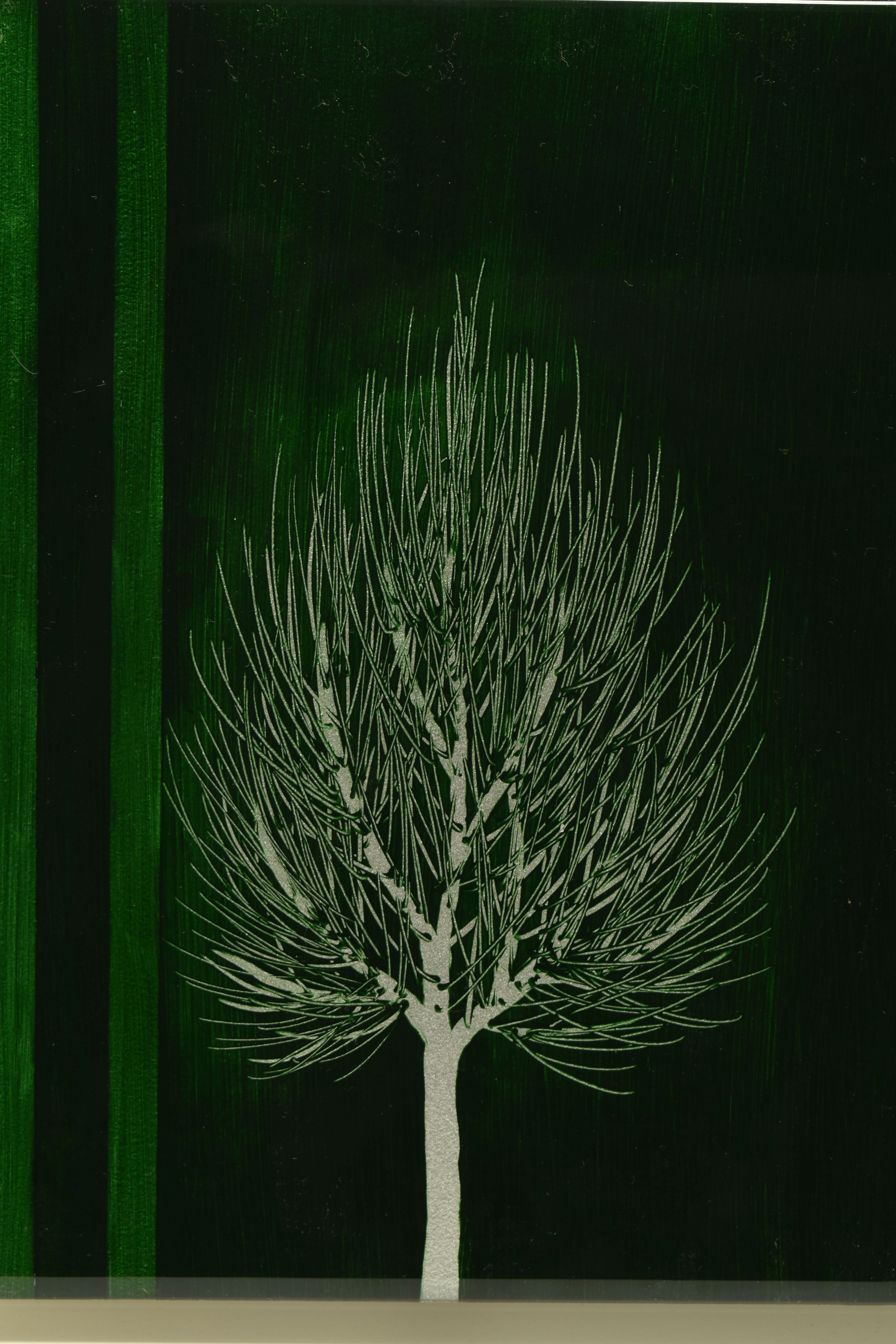 NAKISA SEIKA (JAPAN 1974) 'EMERALD SKY V', a solitary stylised tree against a green backdrop, signed - Image 2 of 11