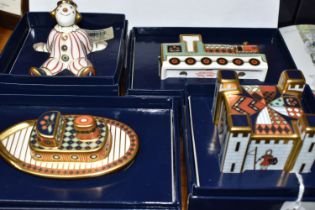 FOUR BOXED ROYAL CROWN DERBY 'TREASURES OF CHILDHOOD' IMARI DESIGN, modelled by Mark Delf with